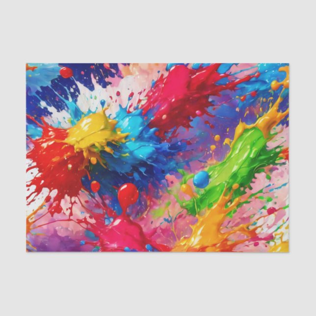 Colourful Wet Paint Splash Design Tissue Paper (Front)