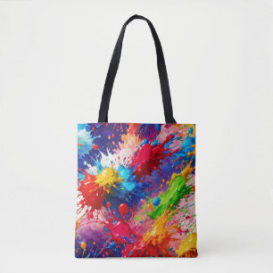 Colourful Wet Paint Splash Design Tote Bag