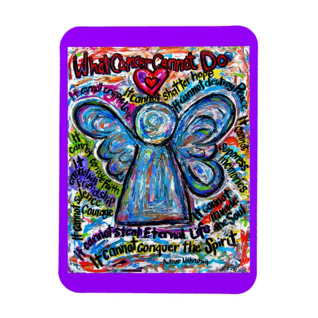Colourful What Cancer Cannot Do Angel Magnet (Vertical)