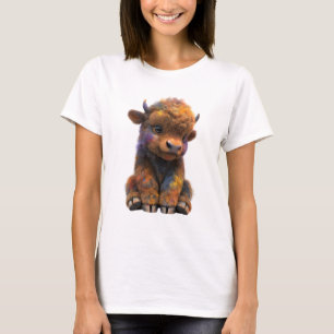 Colourful Whimsical Baby Highland Cow Women T-Shirt