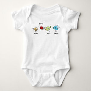 Colourful Whimsical Birds Baby Bodysuit