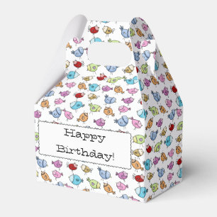 Colourful Whimsical Birds- Customisable Favour Box