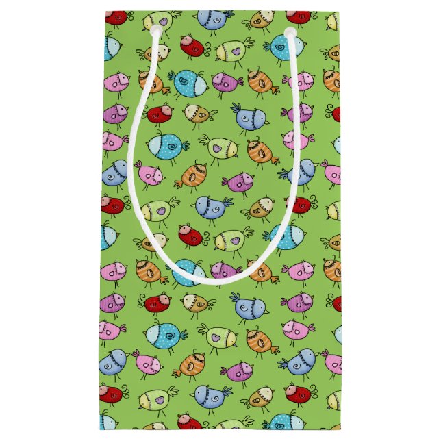 Colourful Whimsical Birds Small Gift Bag (Front)