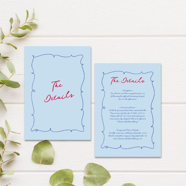 Colourful Whimsical Border & Script Wedding Detail Enclosure Card (Creator Uploaded)