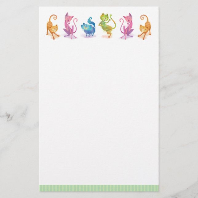 Colourful Whimsical Cats Stationery (Front)