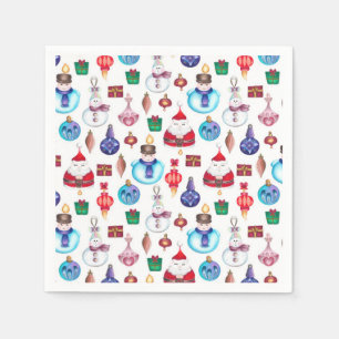 Colourful Whimsical Christmas Pattern Napkin