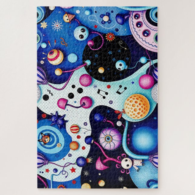Colourful Whimsical Creatures Puzzle - Fun Fantasy (Vertical)