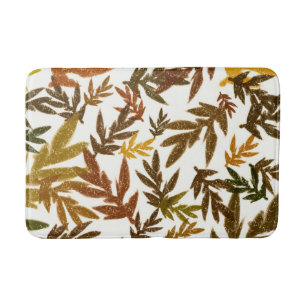 Colourful Whimsical Fall Autumn Rustic Leaves Bath Mat