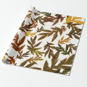 Colourful Whimsical Fall Autumn Rustic Leaves Part Wrapping Paper