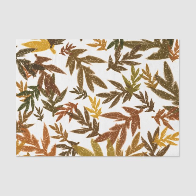 Colourful Whimsical Fall Autumn Rustic Leaves Tissue Paper (Front)