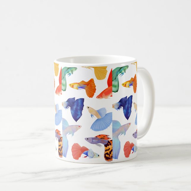 Colourful Whimsical Fish – Cute Aesthetic Mug Gift (Front Right)