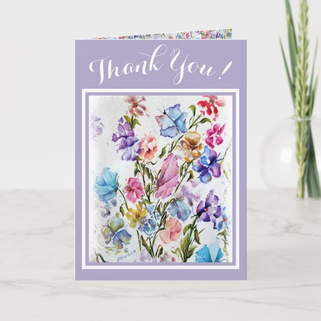 Colourful Whimsical Floral THANK YOU (Front)