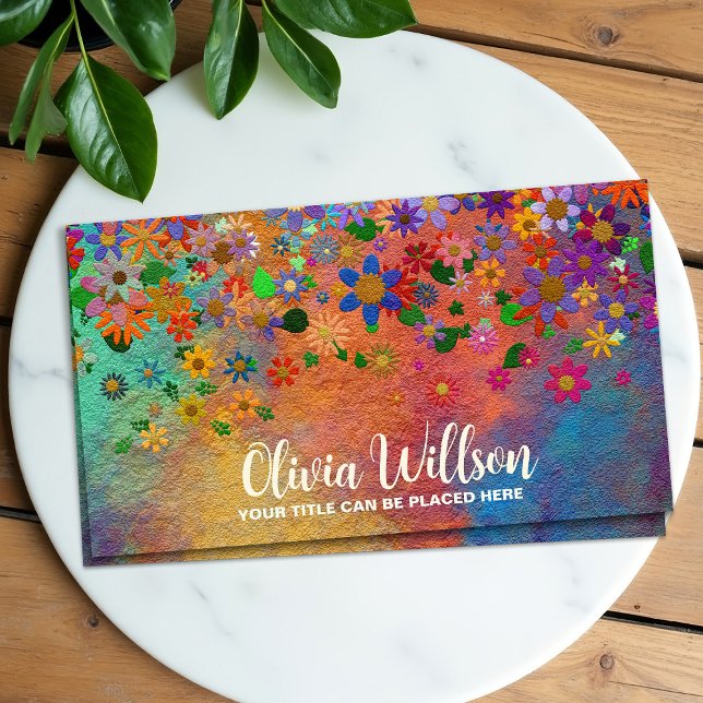Colourful Whimsical Flower Art Business Card (Creator Uploaded)