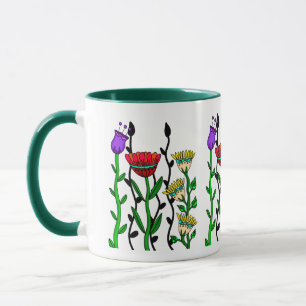 Colourful whimsical flowers mug