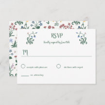 Colourful Whimsical Flowers Wedding Response Card