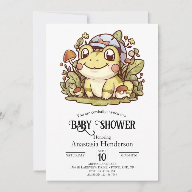 Colourful Whimsical Frog Baby Shower Invitation (Front)