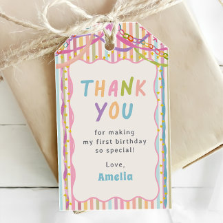 Colourful Whimsical Girl Birthday Party Gift Tags
