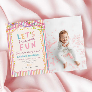 Colourful Whimsical Girl Birthday Party Photo Invitation