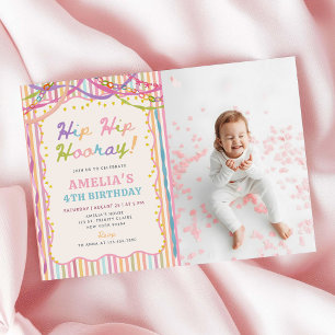 Colourful Whimsical Girl Birthday Party Photo Invitation