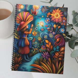Colourful Whimsical Girl with Blossoming Flowers Planner