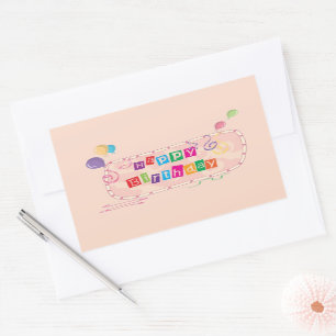 Colourful Whimsical Happy Birthday Rectangular Sticker
