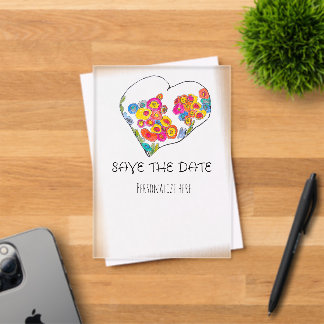 Colourful Whimsical Heart Save the Date Acrylic Invitations