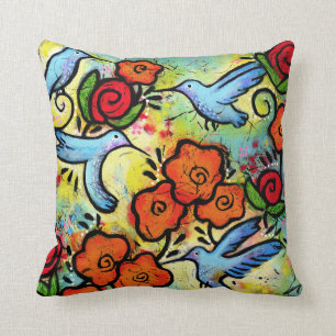 Colourful Whimsical Hummingbird Wildlife Animals Cushion