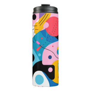 Colourful whimsical modern geometric shapes thermal tumbler