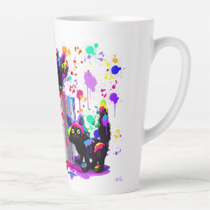 Colourful whimsical rainbow painted kitty cats  latte mug