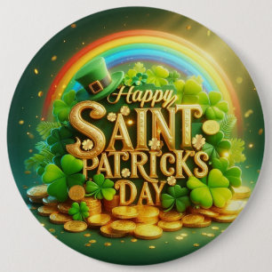 Colourful, whimsical Rainbow Saint Patrick's Day 6 Cm Round Badge