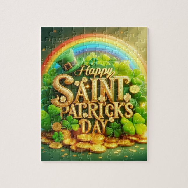 Colourful, whimsical Rainbow Saint Patrick's Day Jigsaw Puzzle (Vertical)