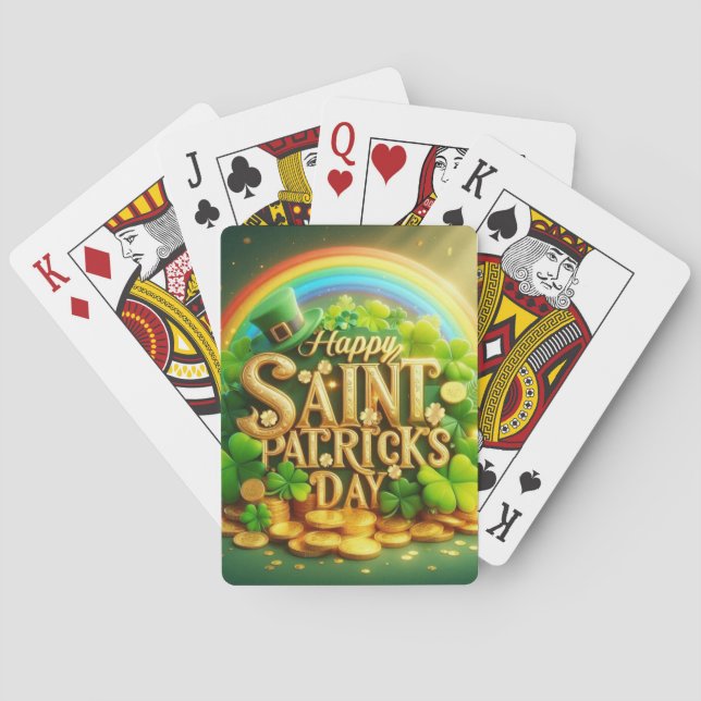 Colourful, whimsical Rainbow Saint Patrick's Day Playing Cards (Back)