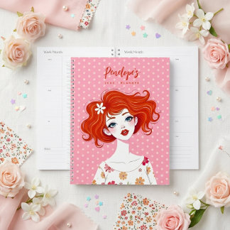 Colourful Whimsical Redhead Girl Fashion TMF26 Planner