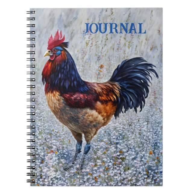 Colourful Whimsical Rooster Farm Art Journal (Front)