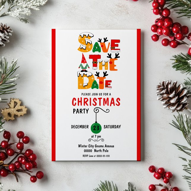 Colourful& Whimsical Save The Date Christmas Party Invitation (Creator Uploaded)