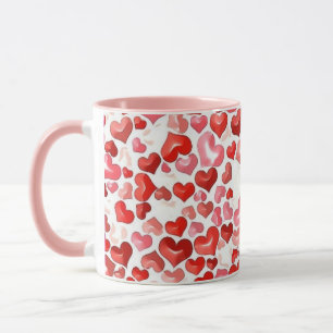Colourful Whimsical Small Hearts Red Pink White  Mug