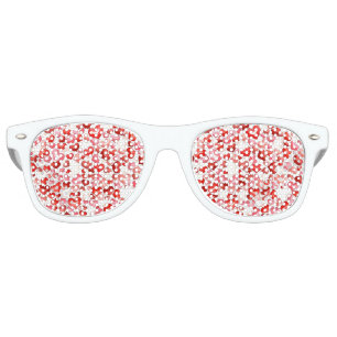Colourful Whimsical Small Hearts Red Pink White   Retro Sunglasses