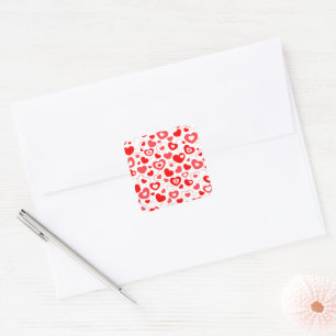 Colourful Whimsical Small Hearts Red Pink White    Square Sticker
