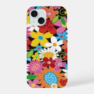 Colourful Whimsical Spring Flowers Garden Girly iPhone 15 Case