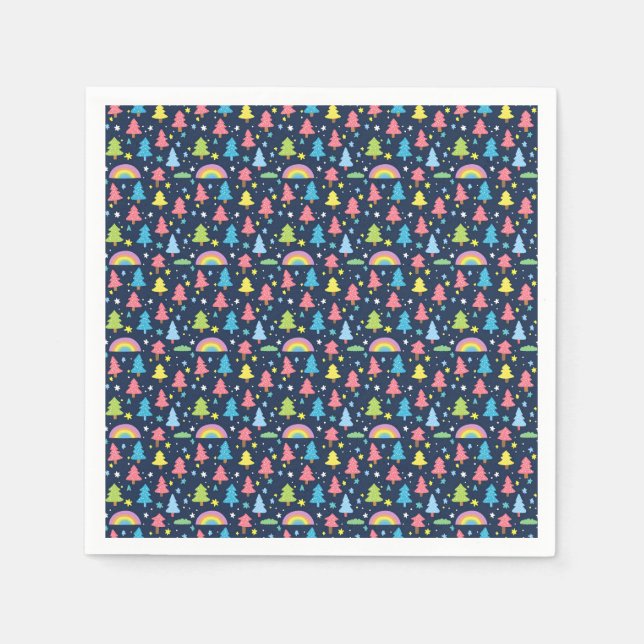 Colourful Whimsical Tree Napkin (Front)