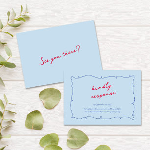 Colourful Whimsical Wavy Border & Script Wedding RSVP Card