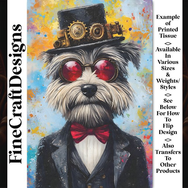 Colourful Whimsy Modern Steampunk Dog Z3 Decoupage Tissue Paper (Creator Uploaded)