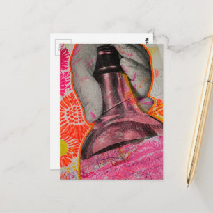 Colourful Whisky Bottle Mixed Media Collage AI Art Postcard