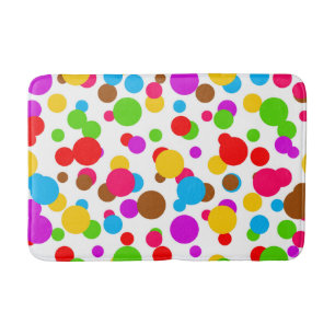 Colourful White Background Polka Dots Bath Mat