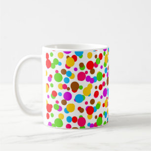 Colourful White Background Polka Dots Coffee Mug