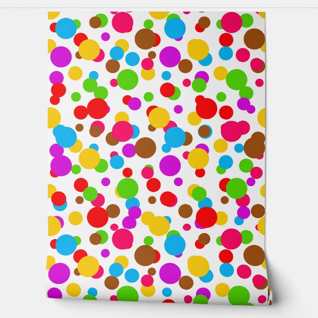 Colourful White Background Polka Dots Wallpaper (Unrolling)