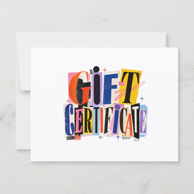 Colourful White Business Gift Certificate (Front)