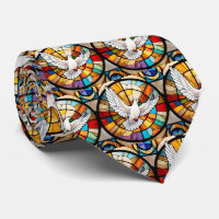 Colourful White Dove Stained Glass