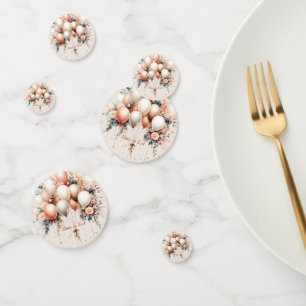 Colourful White Peach Floral Balloons Elegant Part Confetti