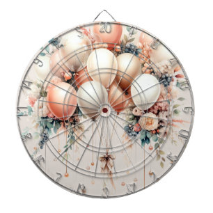 Colourful White Peach Floral Balloons Elegant Part Dartboard